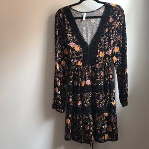 Black floral boho dress